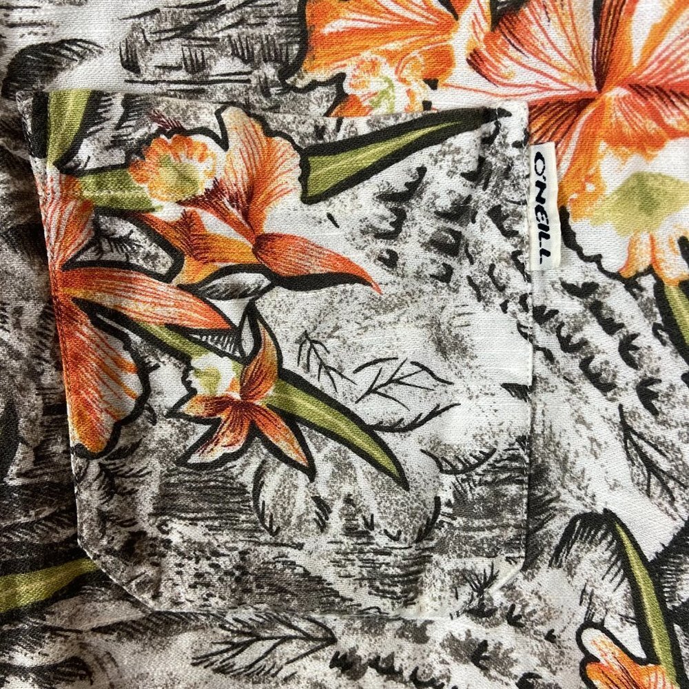 Sold* O'Neill Men's Casual Button Down Shirt - Orange Floral - Picture 3 of 8
